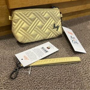 LUG Metro XL ID Pouch & Loop Dee Loo Wristlet Strap - NWT - Metallic Gold